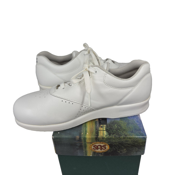 Vtg SAS Shoes Womens 6.5 Free Time White Comfort Walking Made In USA Walking - Picture 2 of 16